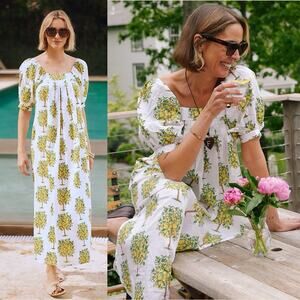 J. McLaughlin The Larissa dress Vibrant lemon tree Print XS Summer coastal Chic